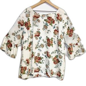 Como Blu Women’s 3X Floral Top Cottagecore Bell Sleeve Bohemian Blouse
